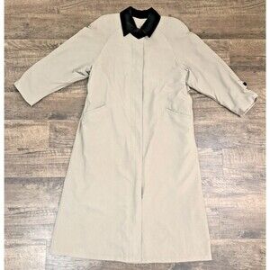 Vintage 80s Ann Klein II Single Breasted Trench Coat Velvet Collar Warm Lined 6